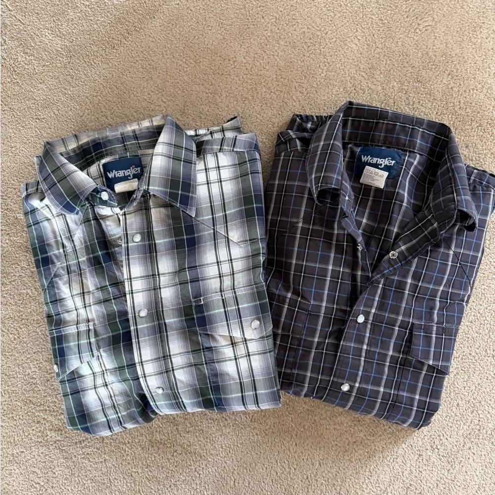 Set of 2 Wrangler Men's Plaid Shirts
